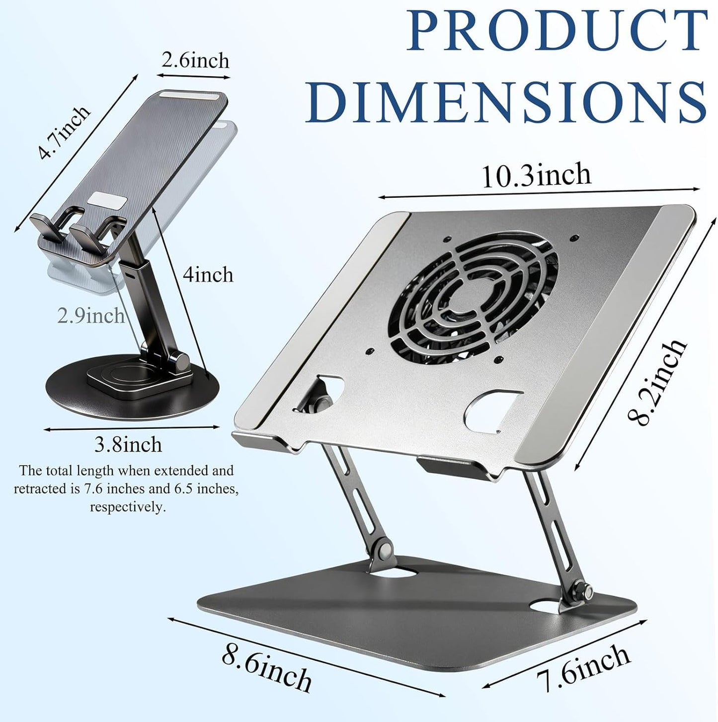 RebootGraphics ® Laptop Stand for Desk, Laptop Riser with Active Cooling Fan, Widely Compatible with MacBook and Other Computer Accessories、Computer Stand for Laptop