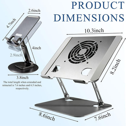 RebootGraphics ® Laptop Stand for Desk, Laptop Riser with Active Cooling Fan, Widely Compatible with MacBook and Other Computer Accessories、Computer Stand for Laptop