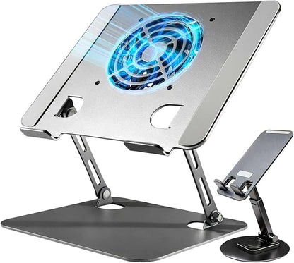 RebootGraphics ® Laptop Stand for Desk, Laptop Riser with Active Cooling Fan, Widely Compatible with MacBook and Other Computer Accessories、Computer Stand for Laptop